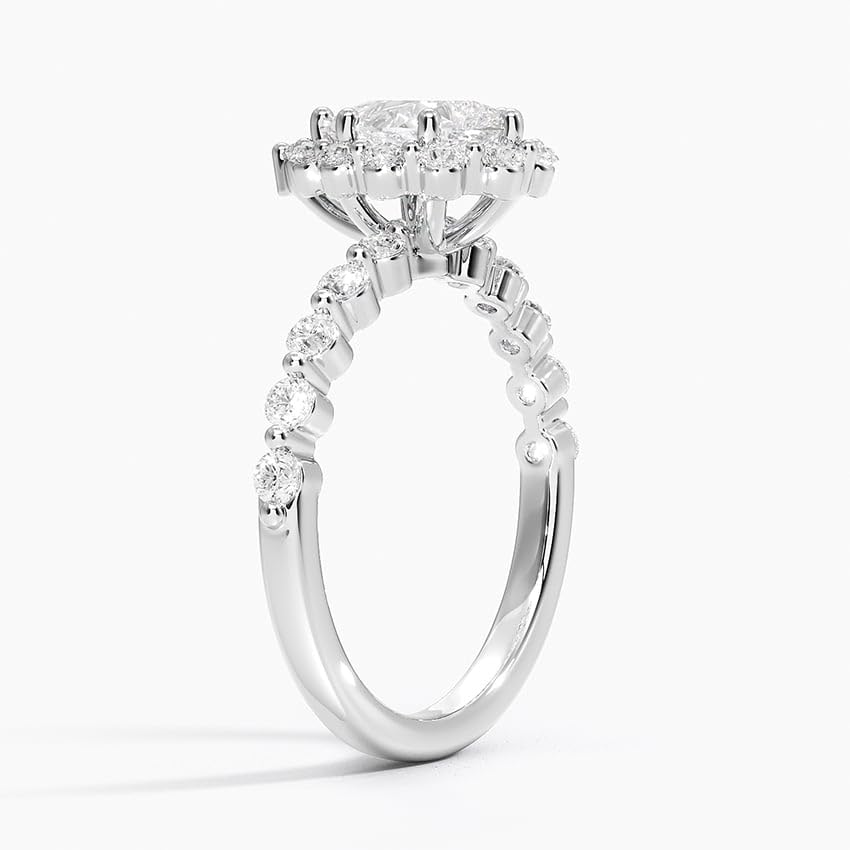 Halo 1 CT Pear Cut Lab Grown Diamond Engagement Ring