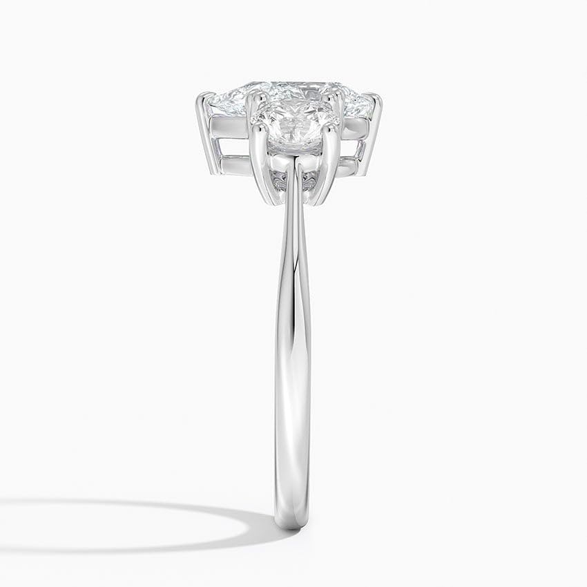 Solitaire 1 CT Pear Cut Lab Grown Diamond Three Stone Engagement Ring - view 5
