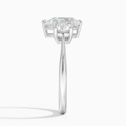 Solitaire 1 CT Pear Cut Lab Grown Diamond Three Stone Engagement Ring - view 5