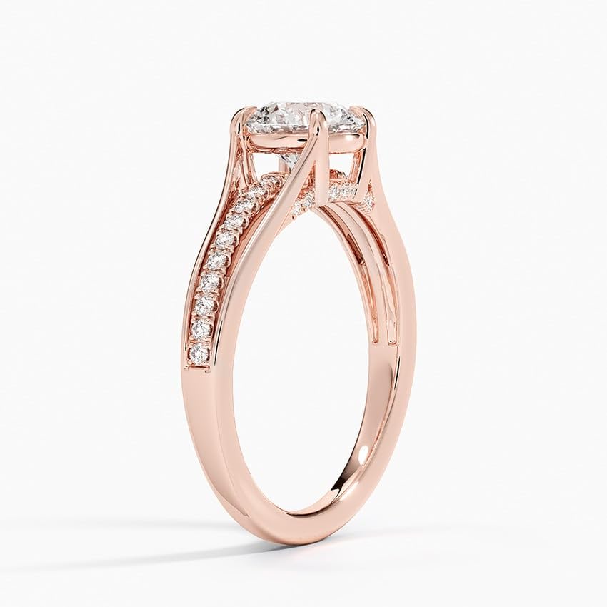 Pave 1 CT Round Cut Lab Grown Diamond Engagement Ring - view 5
