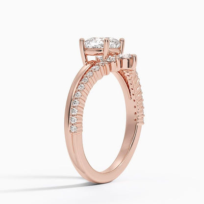 Solitaire 1 CT Cushion Cut Lab Grown Diamond Curved Engagement Ring - view 2