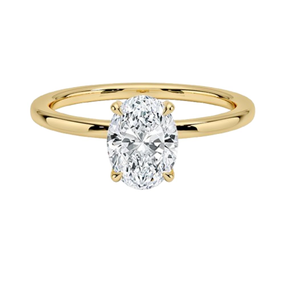 Solitaire 1 CT Oval Cut Lab Grown Diamond Hidden Halo Engagement Ring - view 4