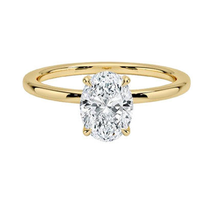 Solitaire 1 CT Oval Cut Lab Grown Diamond Hidden Halo Engagement Ring - view 4