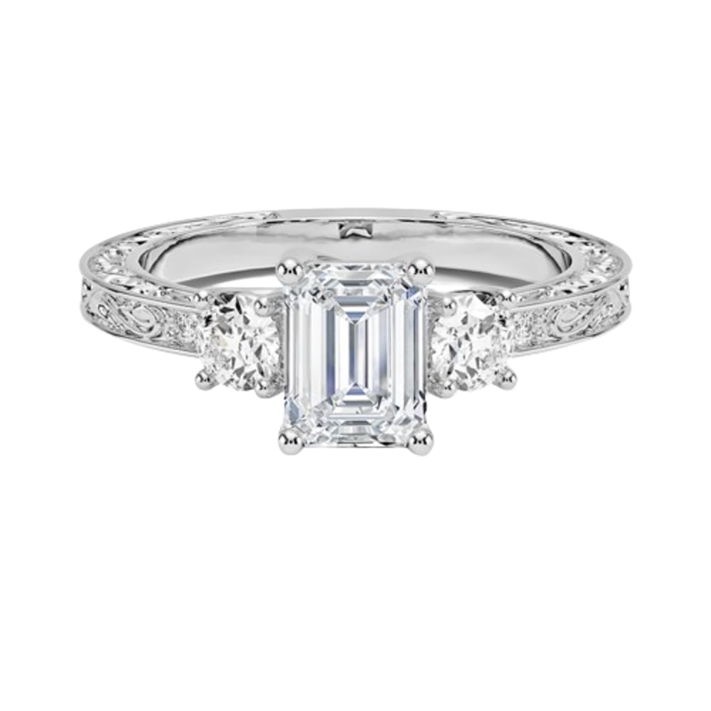 Solitaire 1 CT Emerald Cut Lab Grown Diamond Engagement Ring - view 4