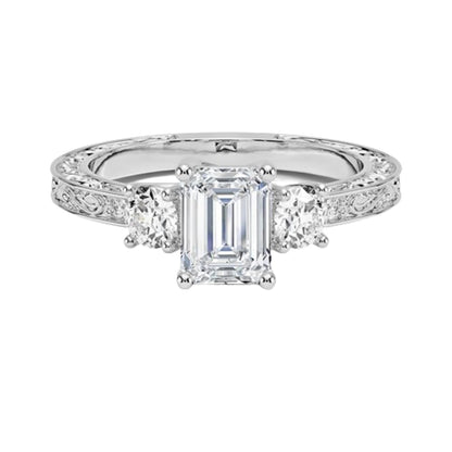 Solitaire 1 CT Emerald Cut Lab Grown Diamond Engagement Ring - view 4