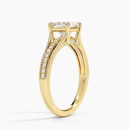 Pave 1 CT Princess Cut Lab Grown Diamond Engagement Ring - view 2
