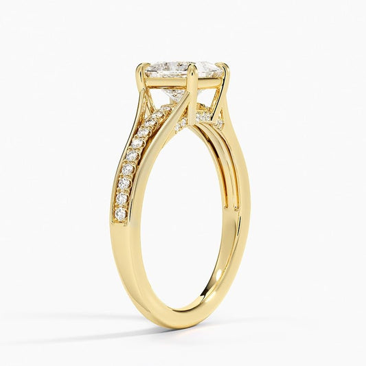 Pave 1 CT Princess Cut Lab Grown Diamond Engagement Ring - view 2