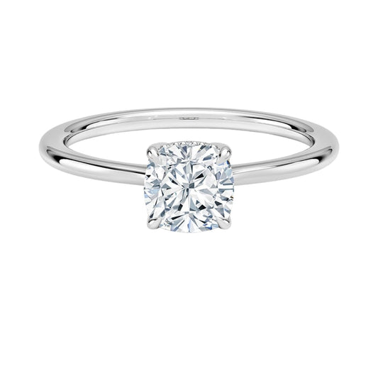 Hidden Halo 1 CT Cushion Cut Lab Grown Diamond Engagement Ring - view 1