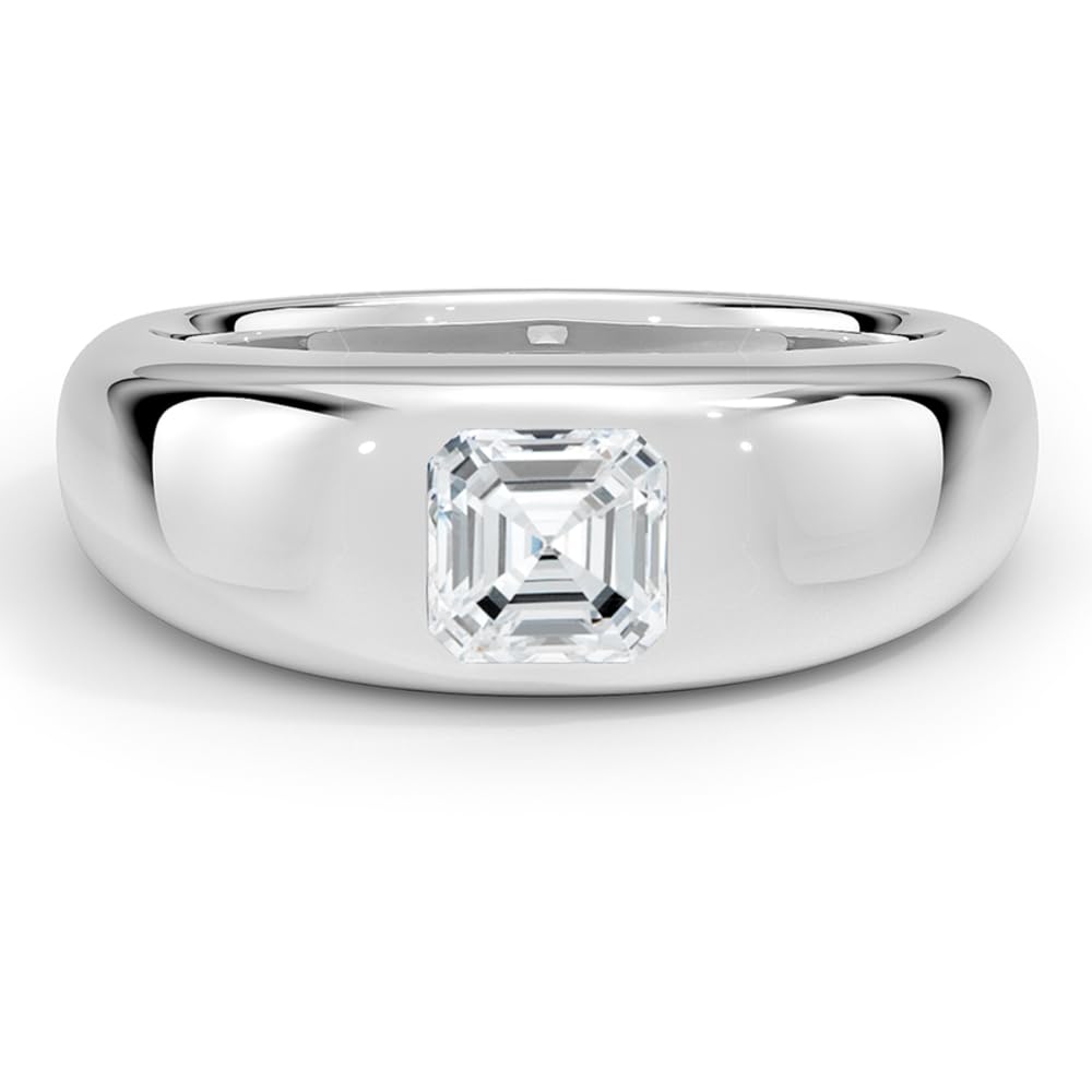 Solitaire 1 CT Asscher Cut Lab Grown Diamond Bezel Engagement Ring - view 5