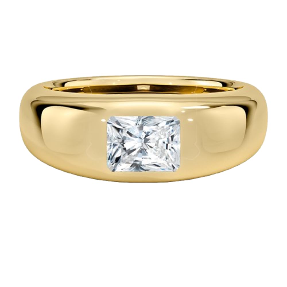 Solitaire 1 CT Radiant Cut Lab Grown Diamond Bezel Engagement Ring - view 1