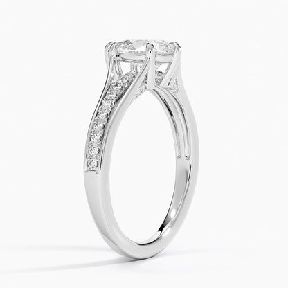 Pave 1 CT Pear Cut Lab Grown Diamond Engagement Ring - view 2