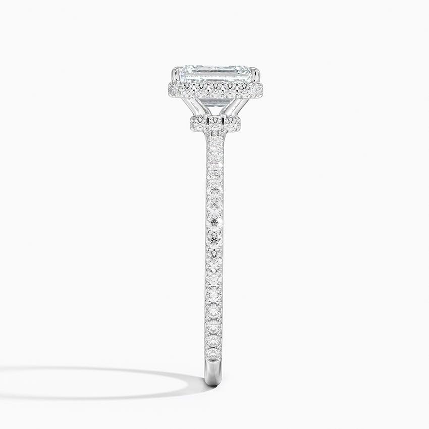 Hidden Halo 1 CT Emerald Cut Lab Grown Diamond Ring - view 3