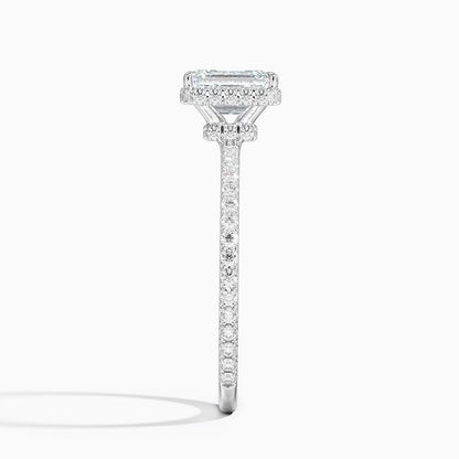 Hidden Halo 1 CT Emerald Cut Lab Grown Diamond Ring - view 3