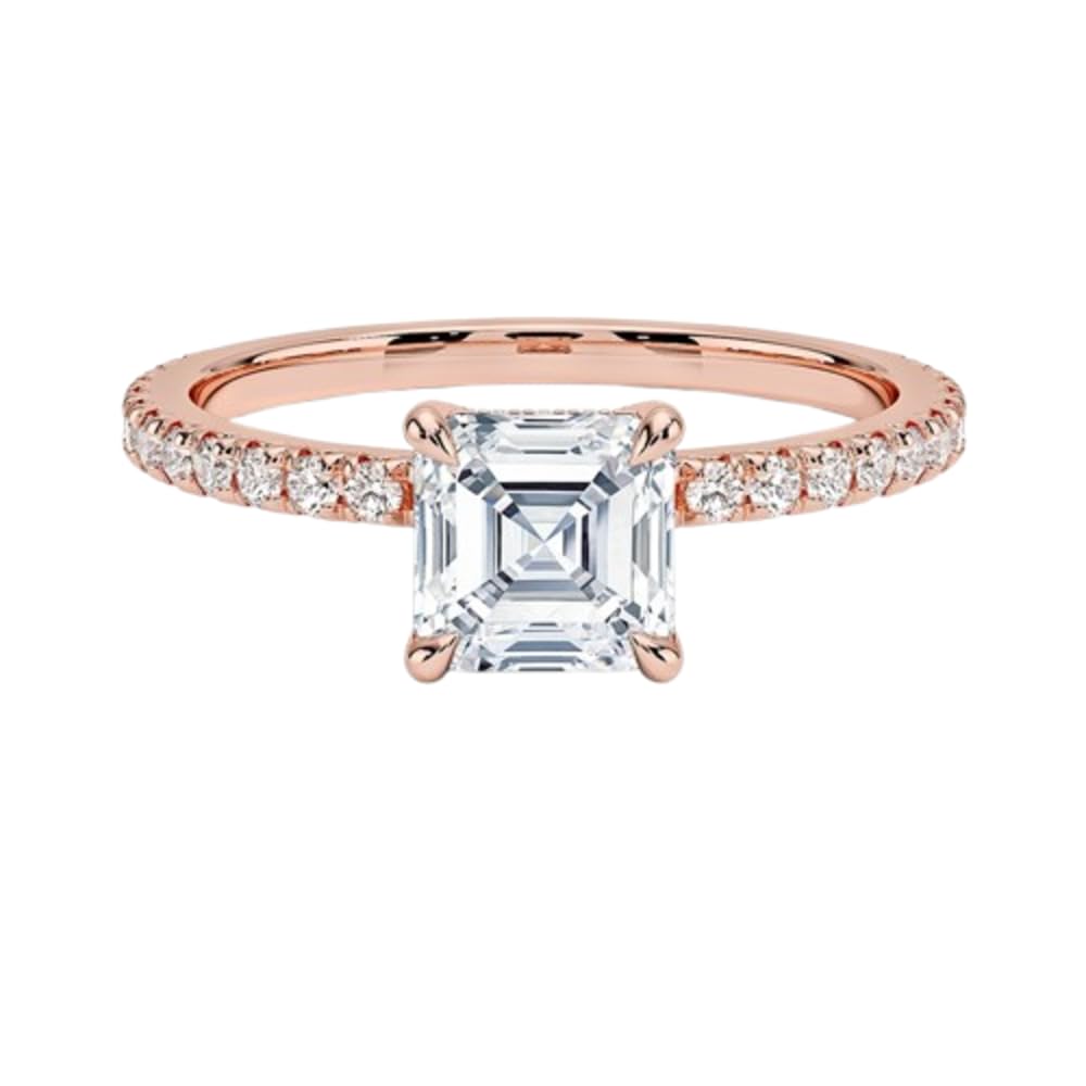 Hidden Halo 1 CT Asscher Cut Lab Grown Diamond Engagement Ring - view 4