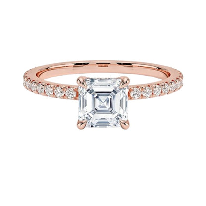 Hidden Halo 1 CT Asscher Cut Lab Grown Diamond Engagement Ring - view 4