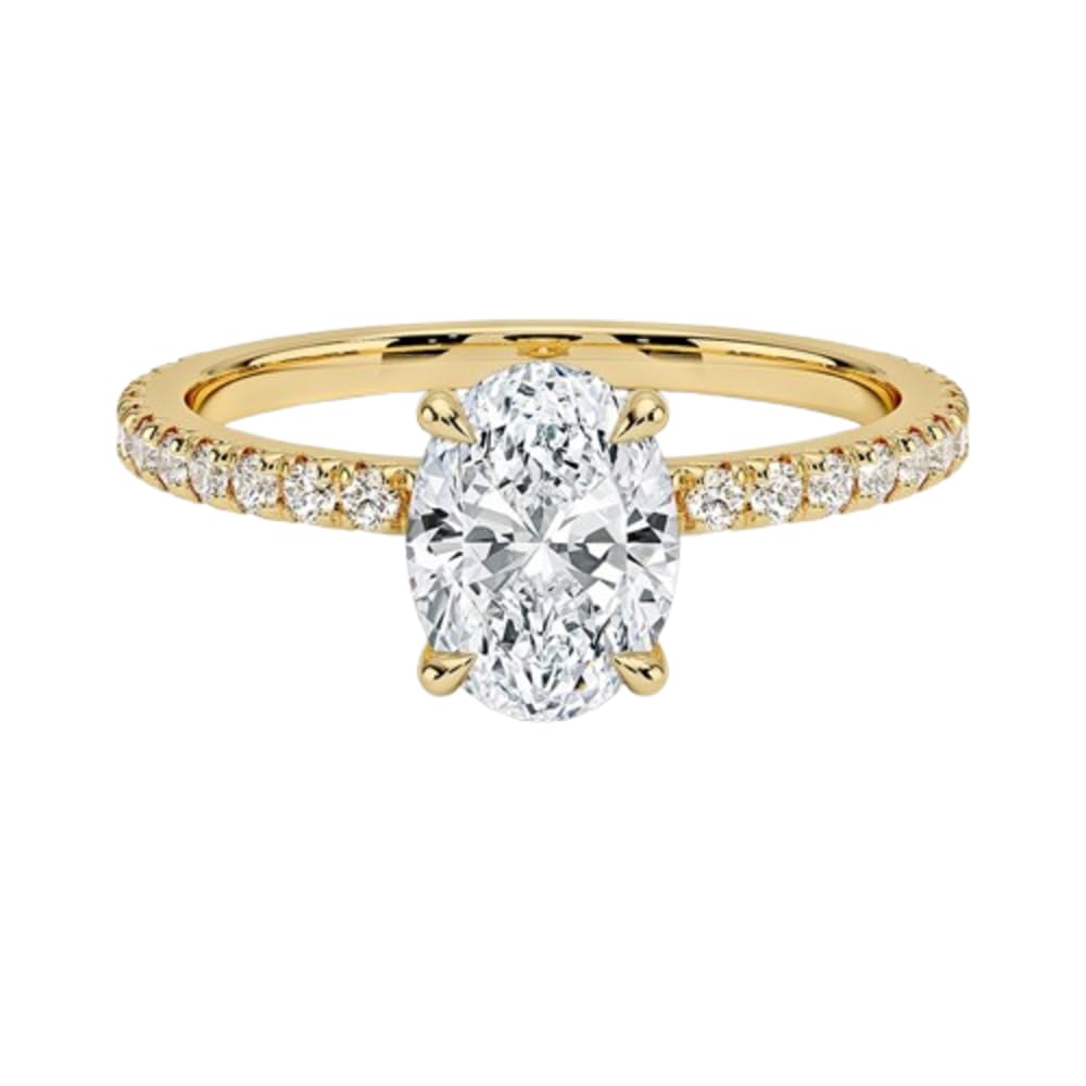 Hidden Halo 1 CT Oval Cut Lab Grown Diamond Engagement Ring - view 1