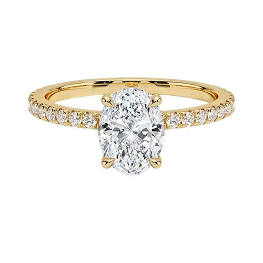 Hidden Halo 1 CT Oval Cut Lab Grown Diamond Engagement Ring - view 1