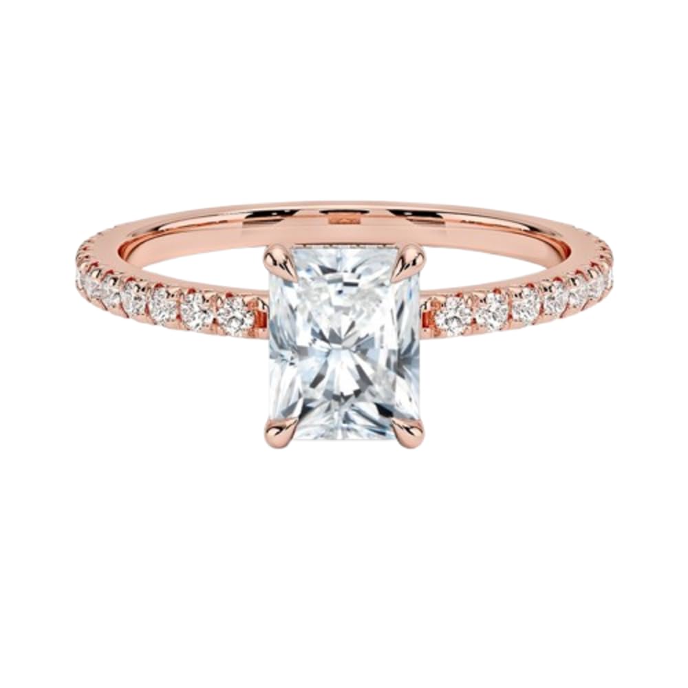 Hidden Halo 1 CT Radiant Cut Lab Grown Diamond Engagement Ring - view 6