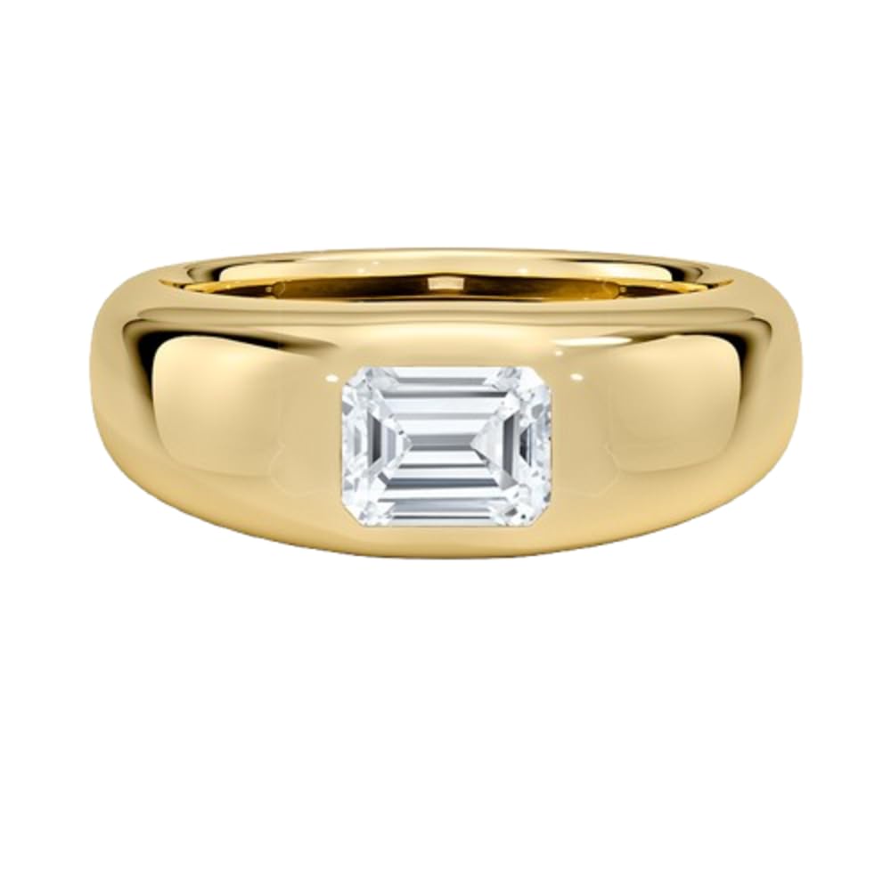 Solitaire 1 CT Emerald Cut Lab Grown Diamond Bezel Engagement Ring - view 1