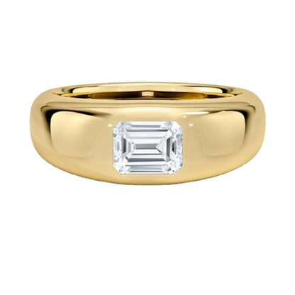 Solitaire 1 CT Emerald Cut Lab Grown Diamond Bezel Engagement Ring - view 1