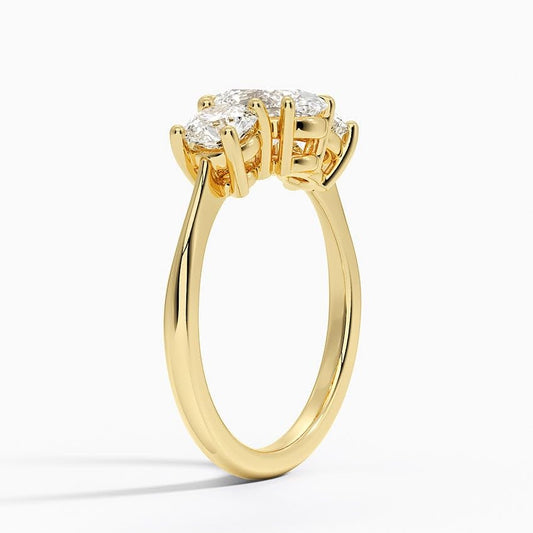 Solitaire 1 CT Oval Cut Lab Grown Diamond Three Stone Engagement Ring - view 2