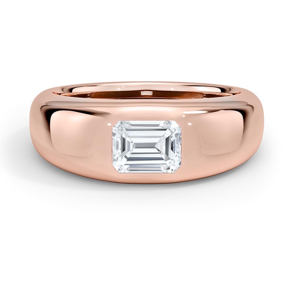 Solitaire 1 CT Emerald Cut Lab Grown Diamond Bezel Engagement Ring - view 5