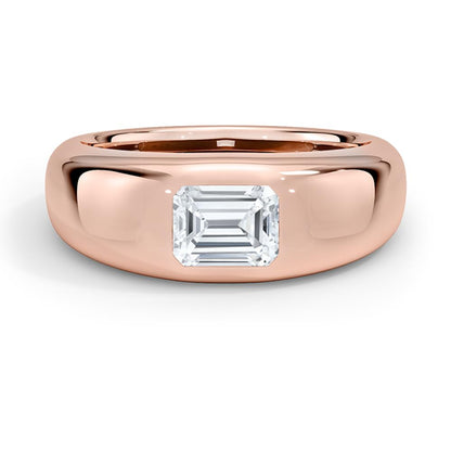 Solitaire 1 CT Emerald Cut Lab Grown Diamond Bezel Engagement Ring - view 5