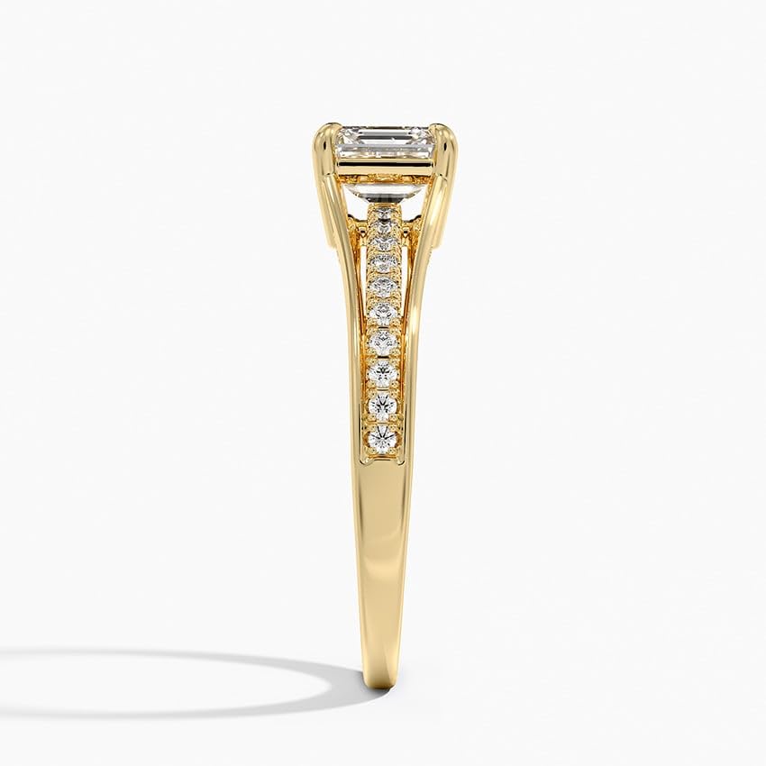 Pave 1 CT Asscher Cut Lab Grown Diamond Engagement Ring - view 3
