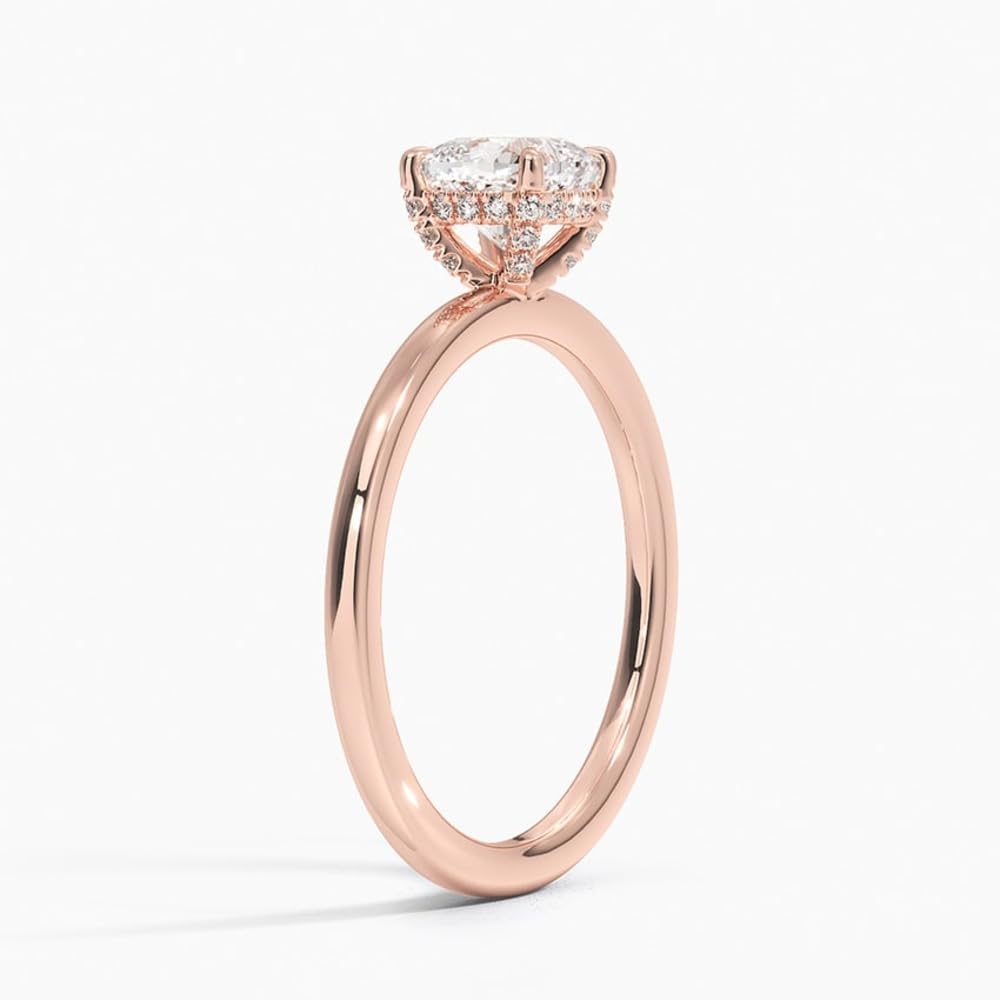 Solitaire 1 CT Cushion Cut Lab Grown Diamond Hidden Halo Engagement Ring - view 2