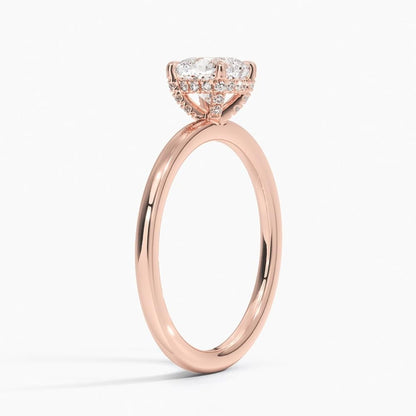 Solitaire 1 CT Cushion Cut Lab Grown Diamond Hidden Halo Engagement Ring - view 2
