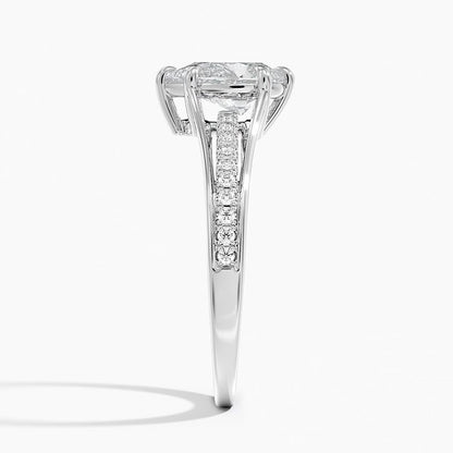 Pave 1 CT Pear Cut Lab Grown Diamond Engagement Ring - view 3
