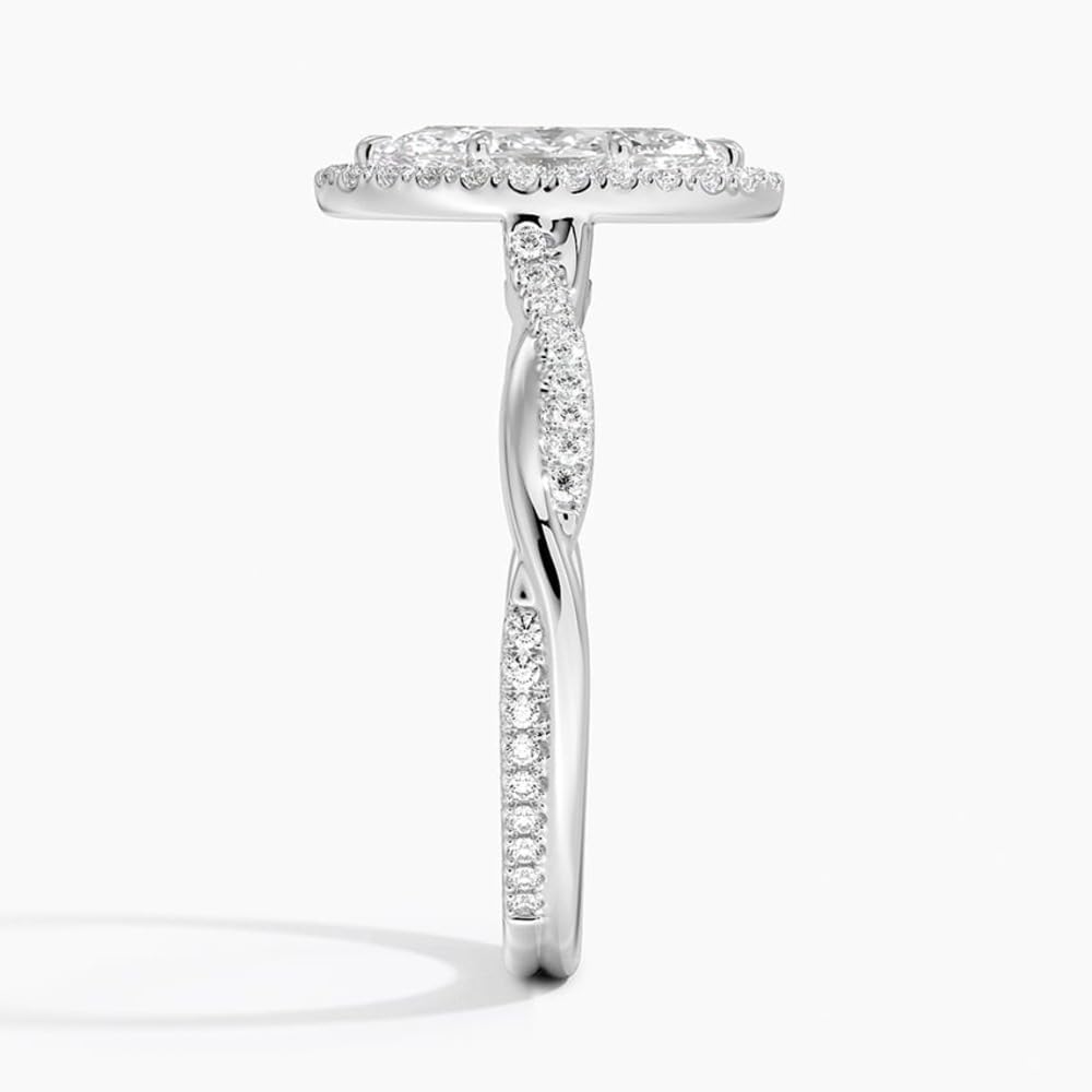 Twisted Band 1 CT Marquise Cut Lab Grown Diamond Engagement Halo Ring - view 3