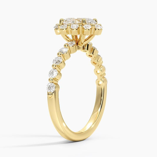Halo 1 CT Oval Cut Lab Grown Diamond Engagement Ring