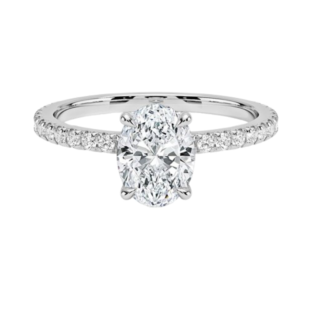 Hidden Halo 1 CT Oval Cut Lab Grown Diamond Engagement Ring - view 4