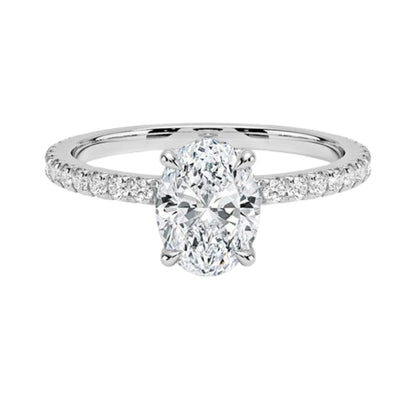 Hidden Halo 1 CT Oval Cut Lab Grown Diamond Engagement Ring - view 4