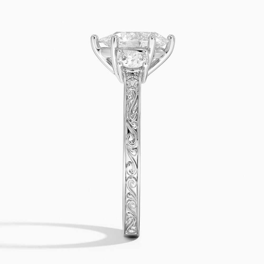 Solitaire 1 CT Pear Cut Lab Grown Diamond Engagement Ring - view 3