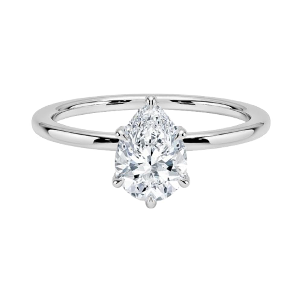 Solitaire 1 CT Pear Cut Lab Grown Diamond Hidden Halo Engagement Ring - view 1