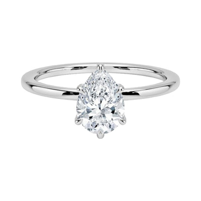 Solitaire 1 CT Pear Cut Lab Grown Diamond Hidden Halo Engagement Ring - view 1