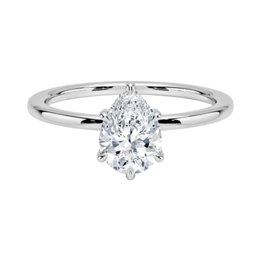 Solitaire 1 CT Pear Cut Lab Grown Diamond Hidden Halo Engagement Ring - view 1