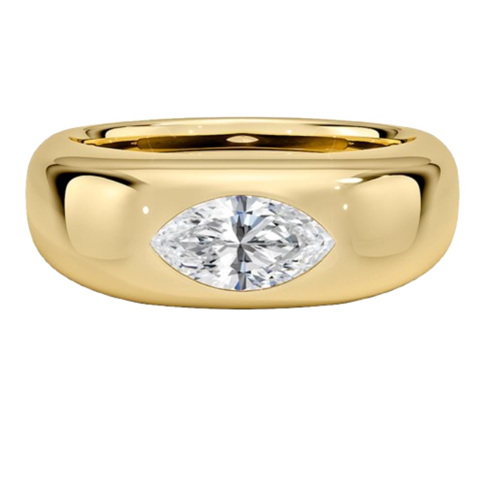 Solitaire 1 CT Marquise Cut Lab Grown Diamond Bezel Engagement Ring - view 6