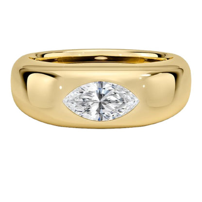 Solitaire 1 CT Marquise Cut Lab Grown Diamond Bezel Engagement Ring - view 6
