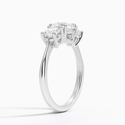 Solitaire 1 CT Cushion Cut Lab Grown Diamond Three Stone Engagement Ring - view 2