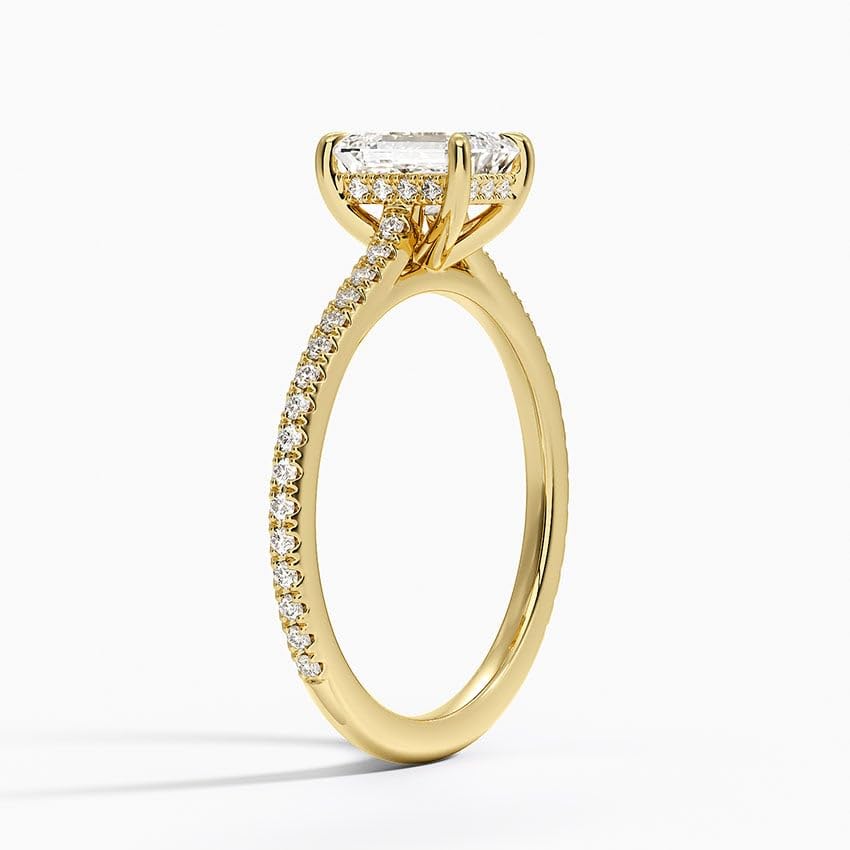Hidden Halo 1 CT Emerald Cut Lab Grown Diamond Engagement Ring - view 5