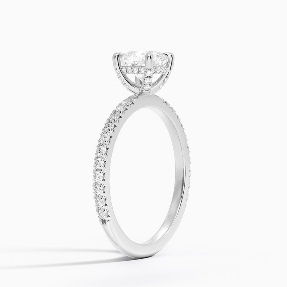 Hidden Halo 1 CT Cushion Cut Lab Grown Diamond Engagement Ring - view 2