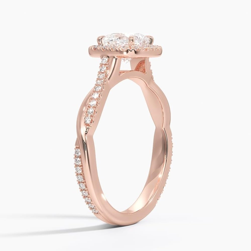 Twisted Band 1 CT Cushion Cut Lab Grown Diamond Engagement Halo Ring - view 2