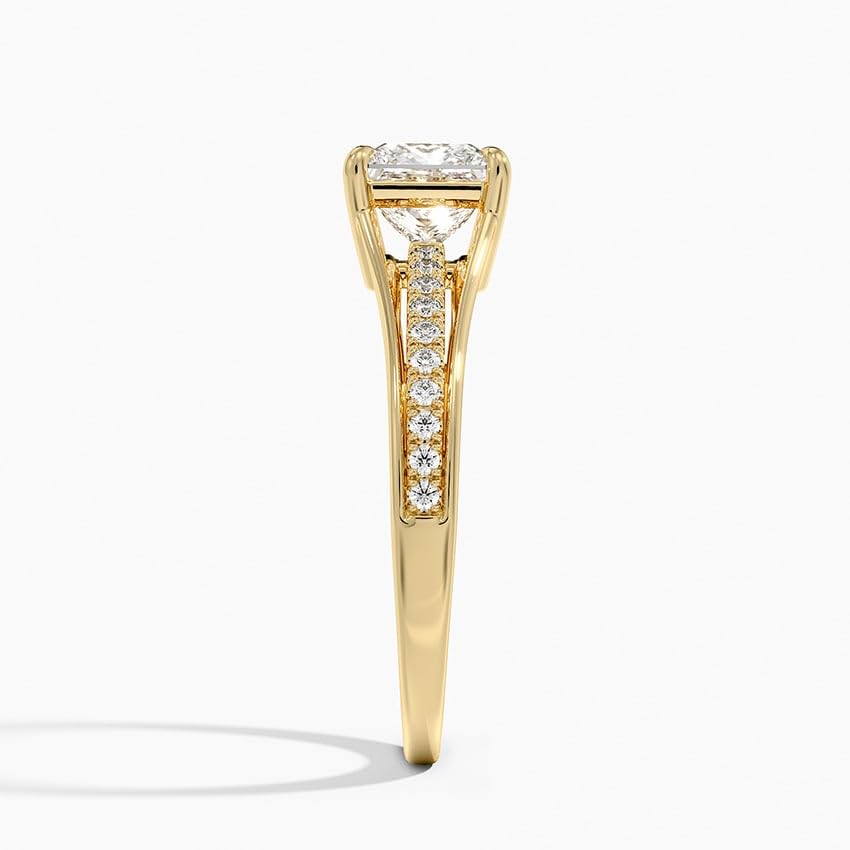 Pave 1 CT Princess Cut Lab Grown Diamond Engagement Ring - view 3
