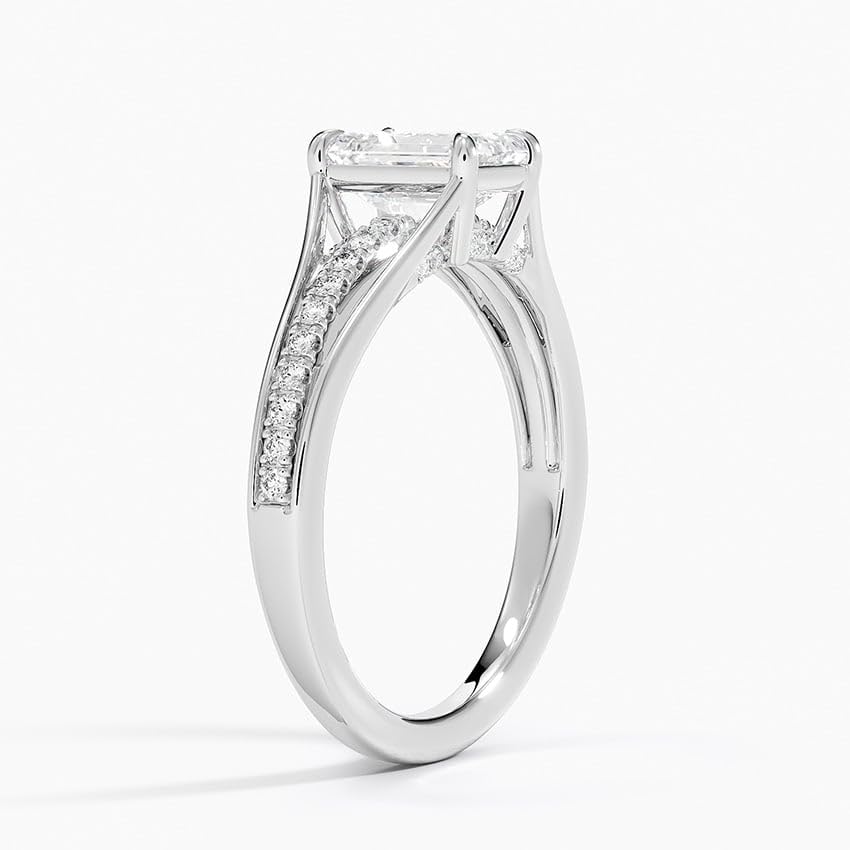 Pave 1 CT Emerald Cut Lab Grown Diamond Engagement Ring - view 5