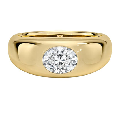 Solitaire 1 CT Oval Cut Lab Grown Diamond Bezel Engagement Ring - view 3