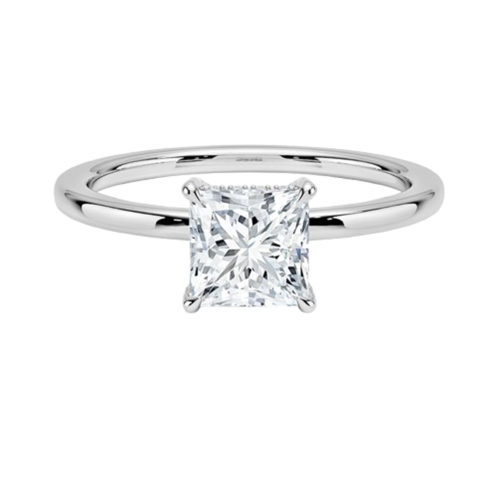 Solitaire 1 CT Princess Cut Lab Grown Diamond Hidden Halo Engagement Ring - view 1