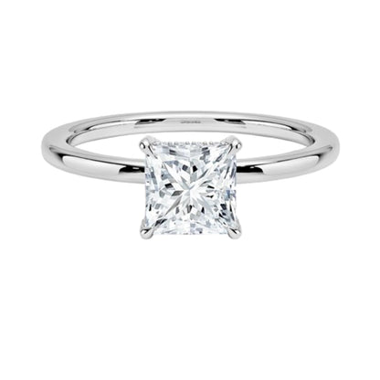 Solitaire 1 CT Princess Cut Lab Grown Diamond Hidden Halo Engagement Ring - view 1